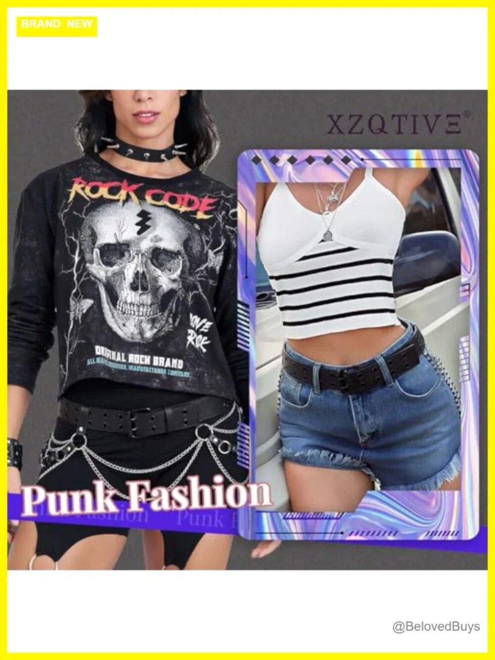 Punk Studded PU Leather Double Grommet Belt for Women Men Wide 1.5 Inch